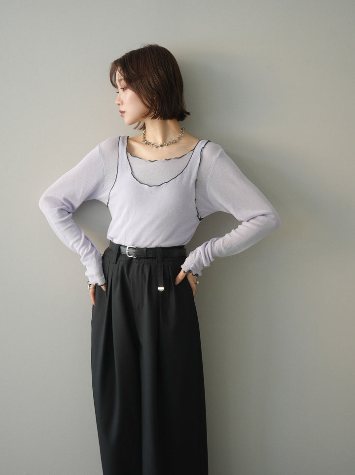 [SET]バイカラーメローアンサンブルシアーニットトップス+バイカラーメローアンサンブルシアーニットトップス(2set)