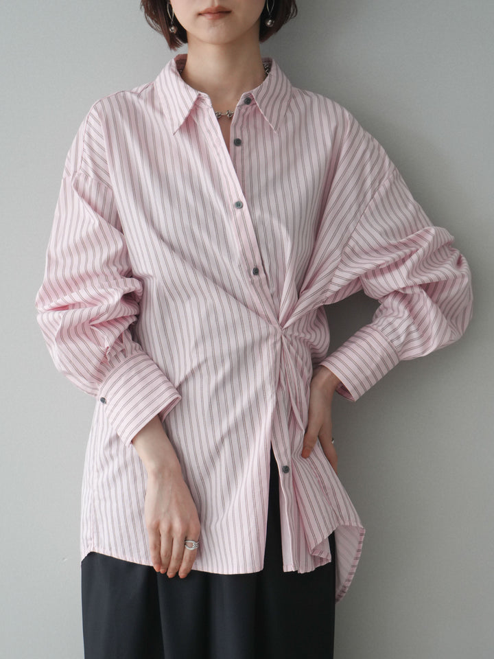 [予約]2wayルーズストライプシャツ/pink