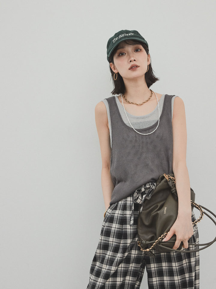 [SET]バイカラーレイヤードニットタンクトップ+バイカラーレイヤードニットタンクトップ(2set)