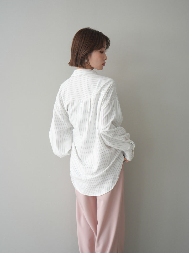 [SET]2WAYカシュクールストライプブラウス+ベルト付キーホルダーモチーフワイドパンツ(2set)