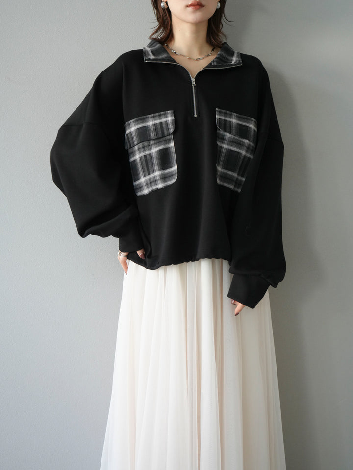 [予約]チェックポイントドロストポンチプルオーバー/ブラック