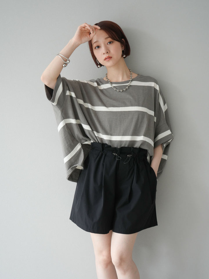 [予約]ボーダードルマンBIG Tシャツ/セピアグレー×オフ