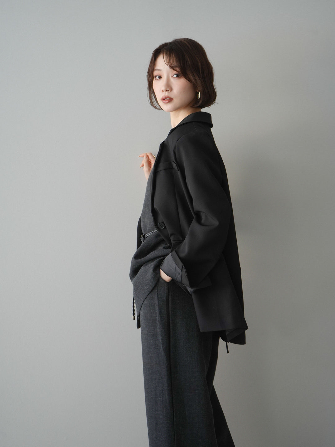 [SET]ベルト付ノースリーブトップス＆ワイドパンツSETUP