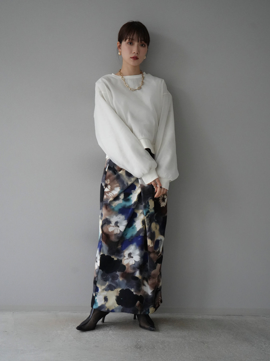 [予約]ラメシアーレイヤード裏毛クロップドプルオーバー/オートミール