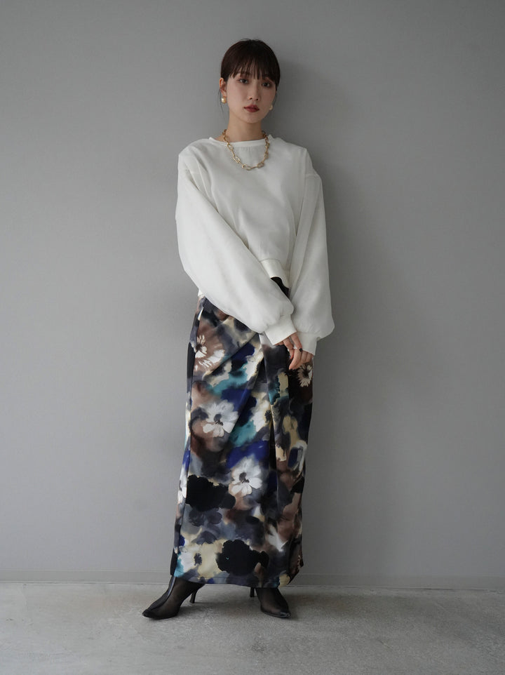 [予約]ラメシアーレイヤード裏毛クロップドプルオーバー/オートミール