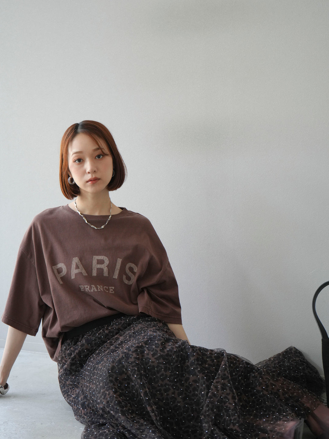 [予約]ピグメントロゴプリントTシャツ/ブラウン