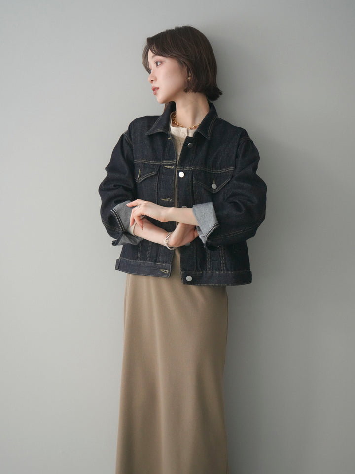 [SET]配色レイヤードヘンリーネックカットリブワンピース+配色レイヤードヘンリーネックカットリブワンピース(2set)