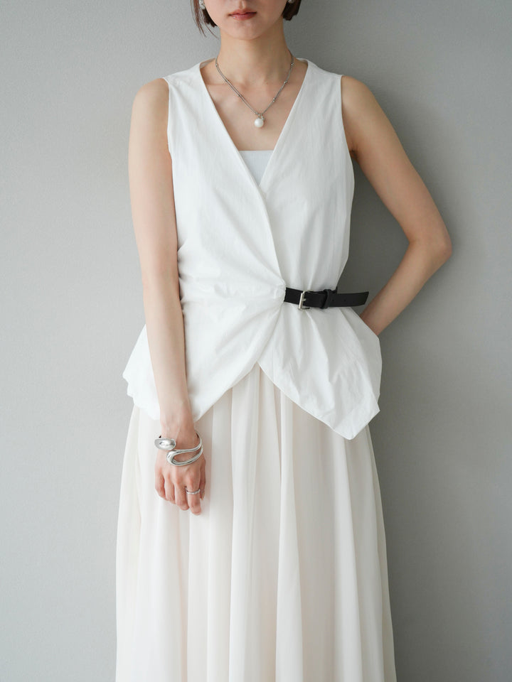 [SET]ベルトデザインバルーンブラウス+選べるアクセセット(2set)