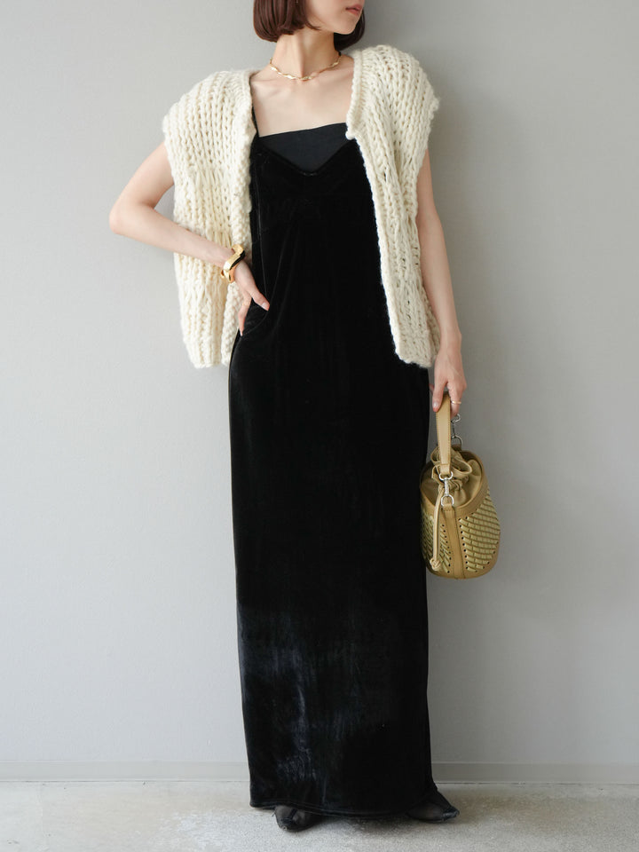 [予約]ハンドニットローピングベスト/アイボリー