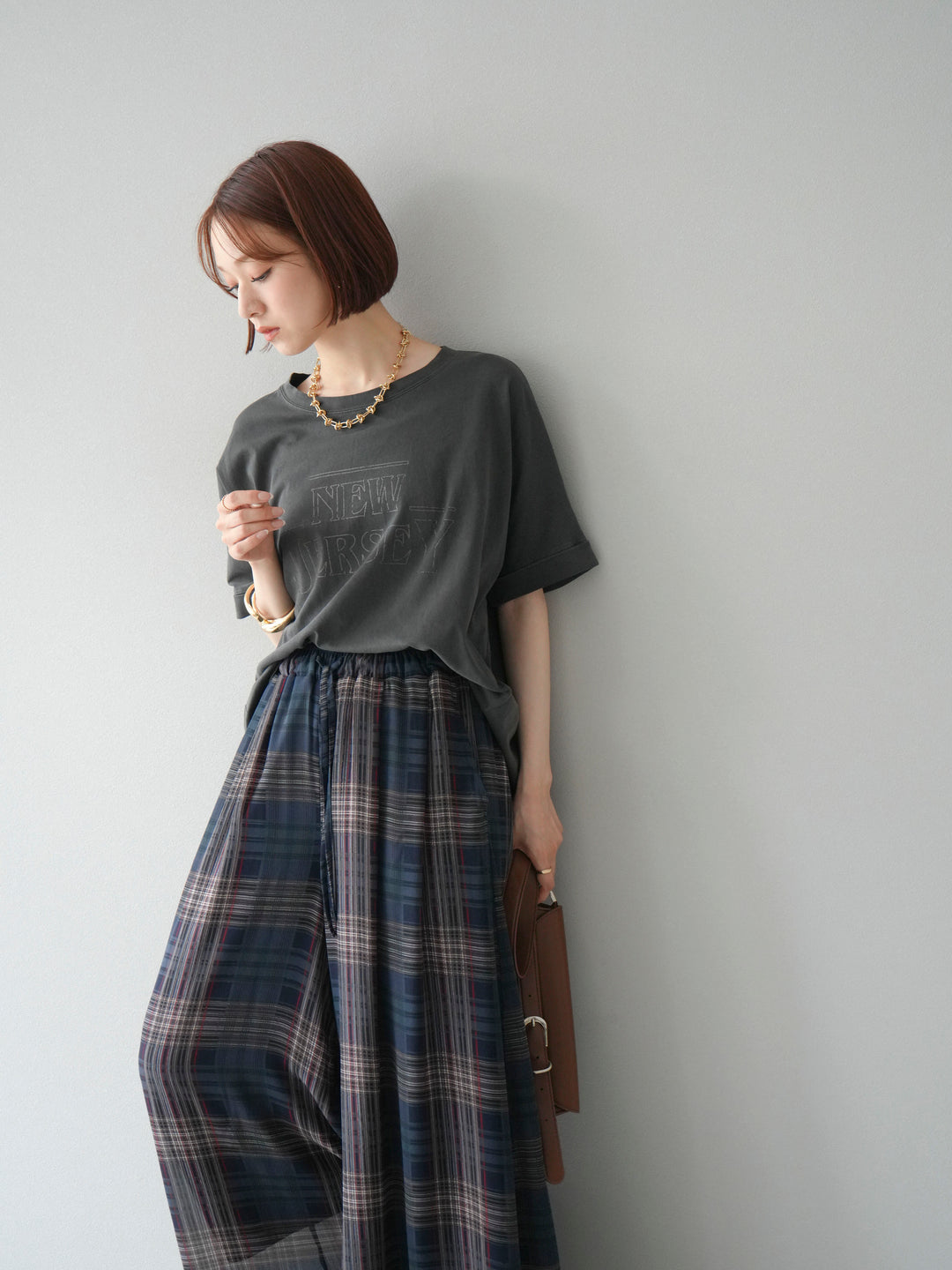 [予約]ビンテージロゴプリントTシャツ/チャコール