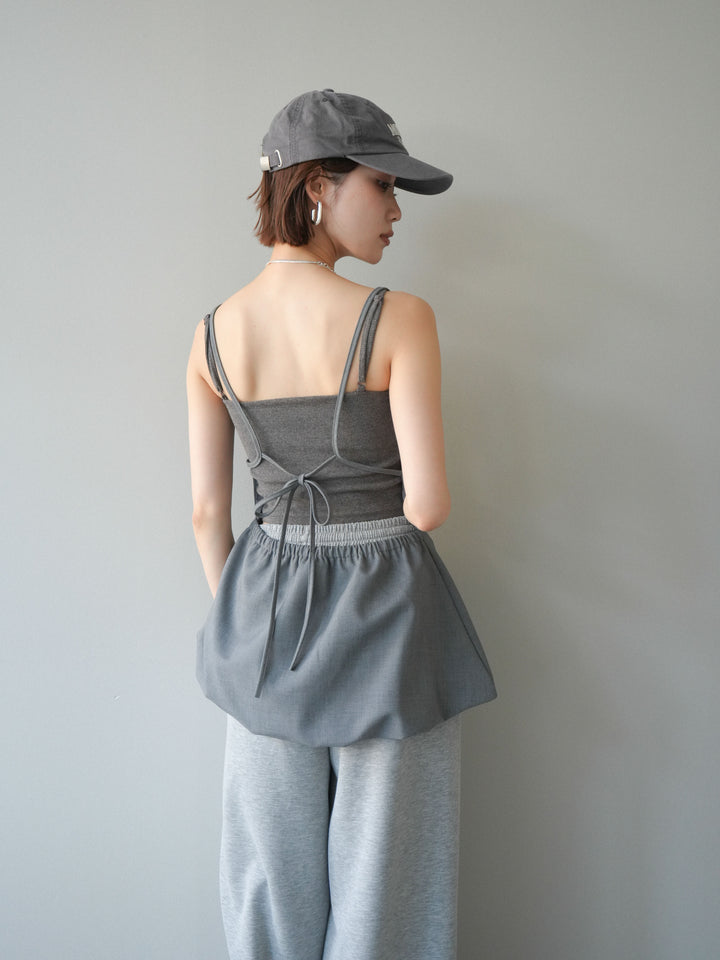 [SET]バックリボンバルーンチュニックキャミ+サイドレースポンチワイドパンツ(2set)