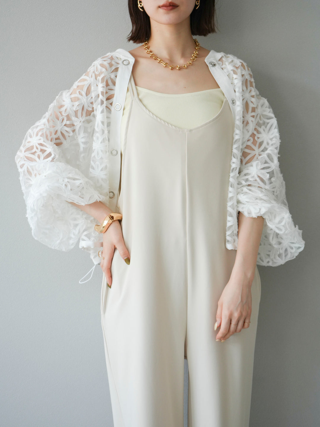 [予約]テープレースシアーブルゾン/オフホワイト