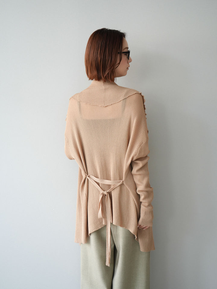 【預購】垂褶羅紋針織長裙 / 米色