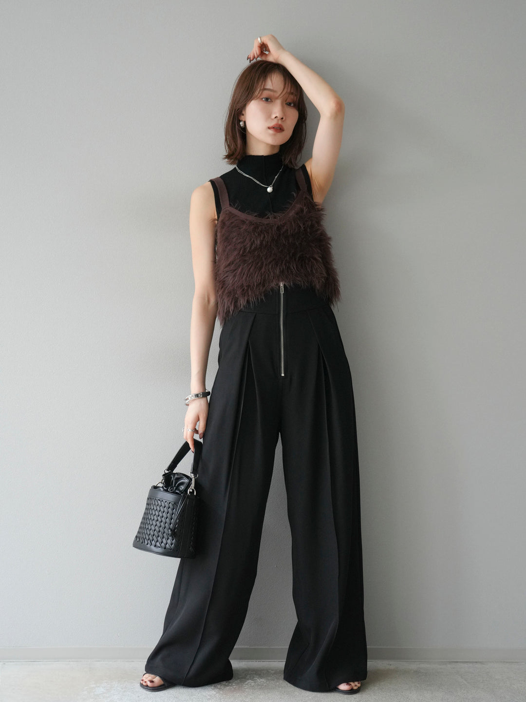 [予約]シャギーニットビスチェ/ブラウン