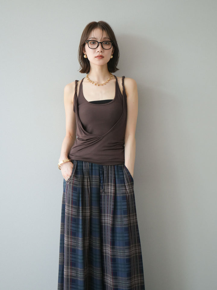 [予約]レイヤードツイストタンクトップ/ブラウン