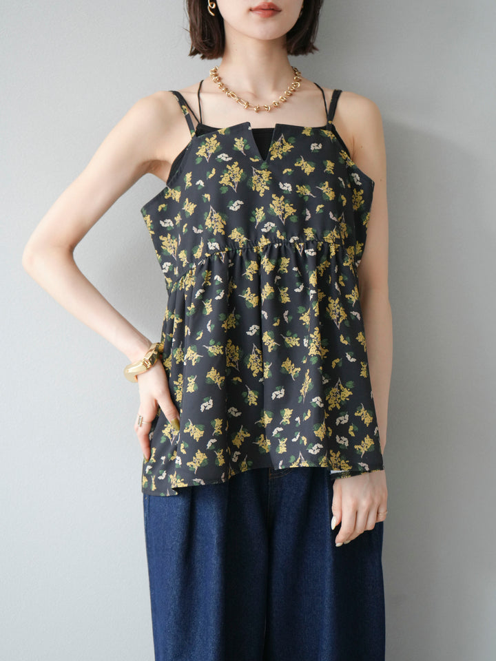 [予約]ブーケプリントキャミソール/ブラック