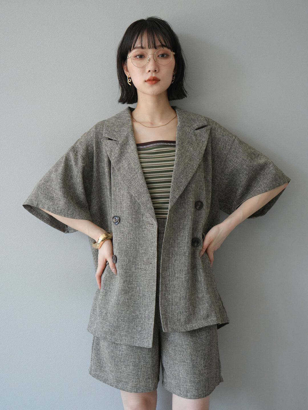 [SET]サマーツイードハーフジャケット+サマーツイードハーフパンツ(2set)