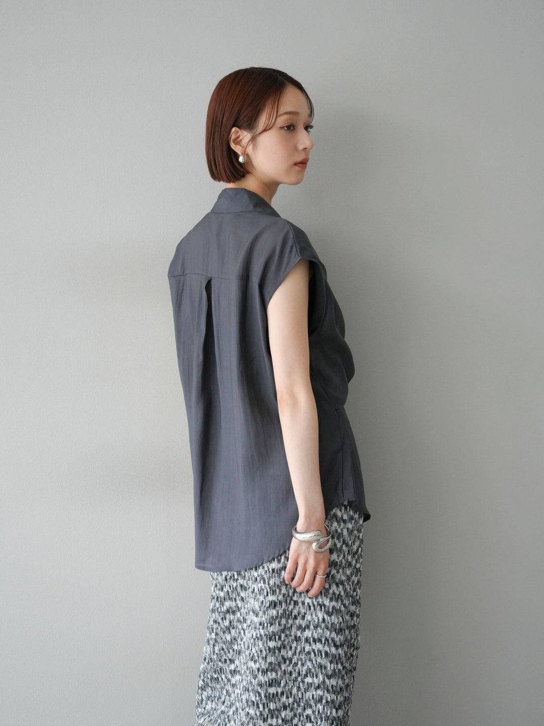 [SET]フロントタイシアーブラウス+マルチカラーランダムプリーツタイトスカート(2set)