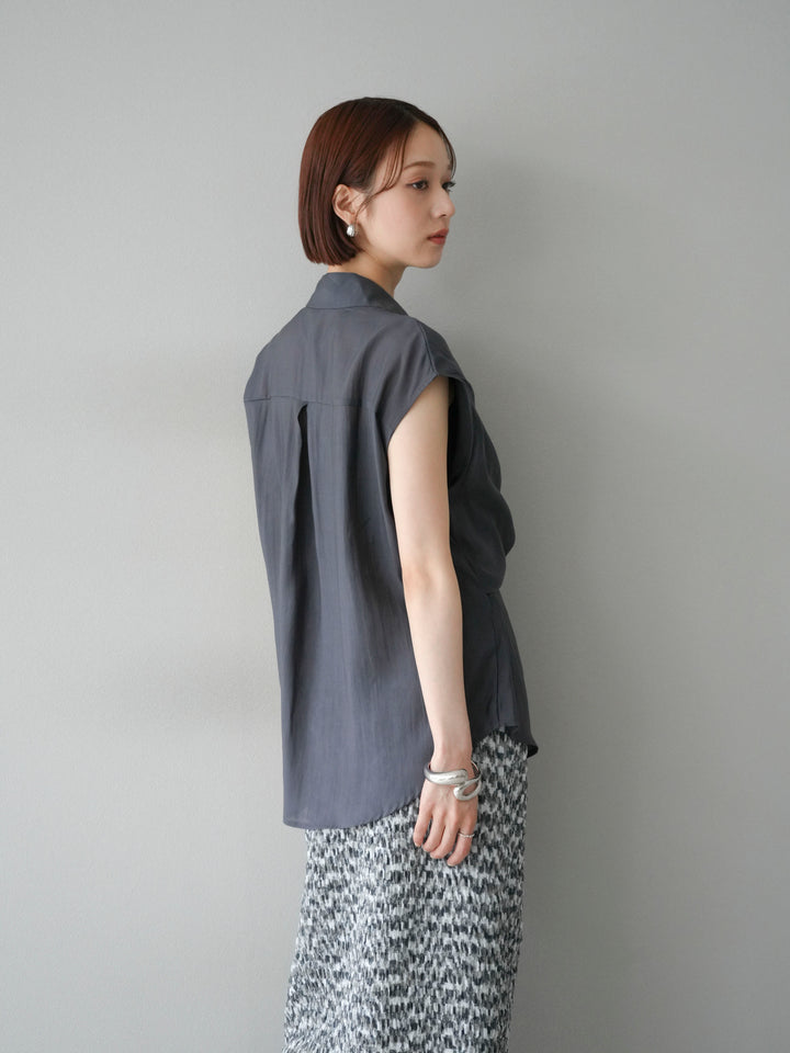 [SET]フロントタイシアーブラウス+マルチカラーランダムプリーツタイトスカート(2set)