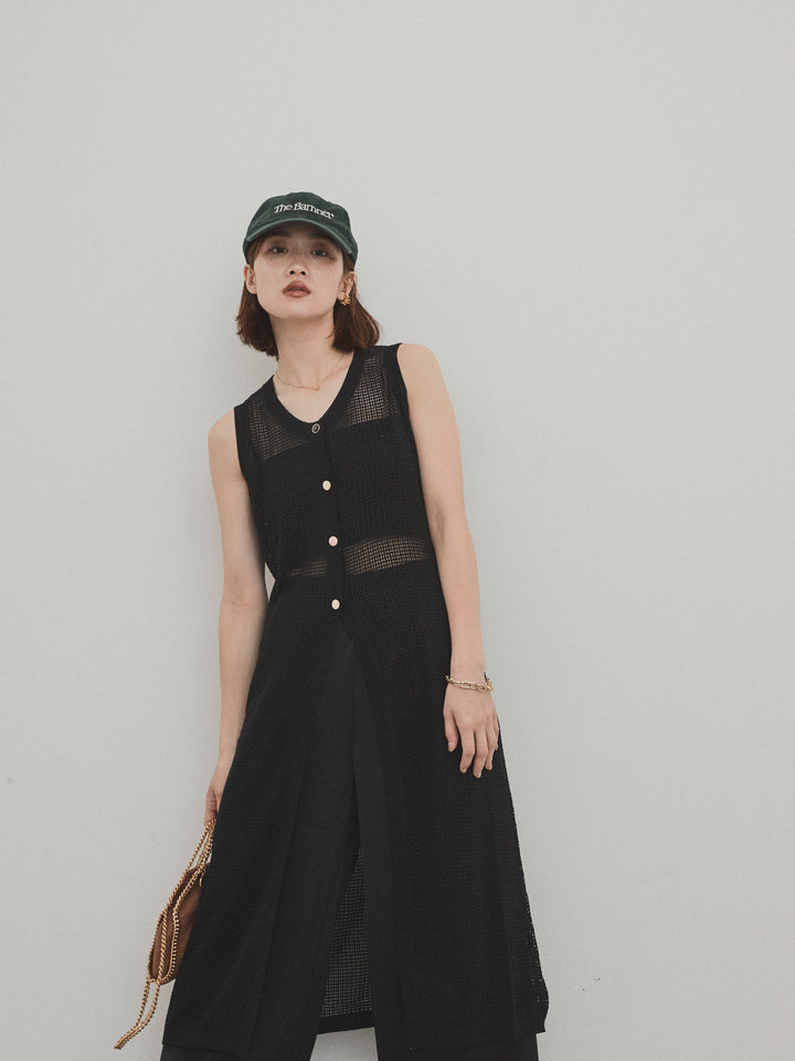 [SET]アソートボタンニットロングジレ+サテンイージーパンツ(2set)