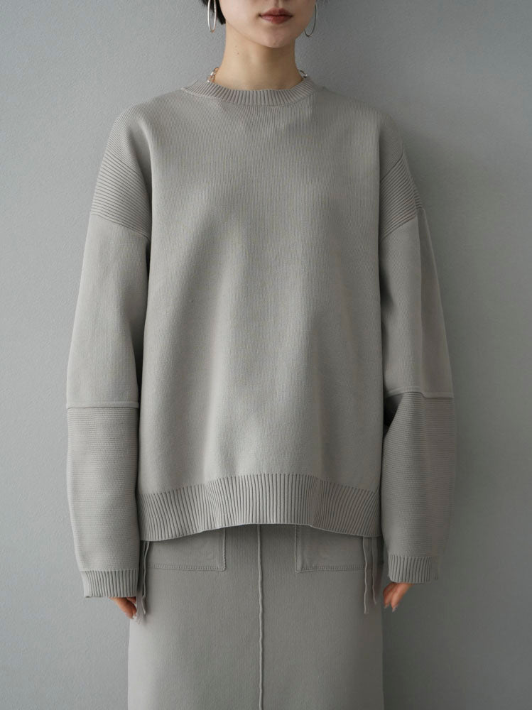 [Pre-order] Back zip Milano rib knit pullover/greyish beige