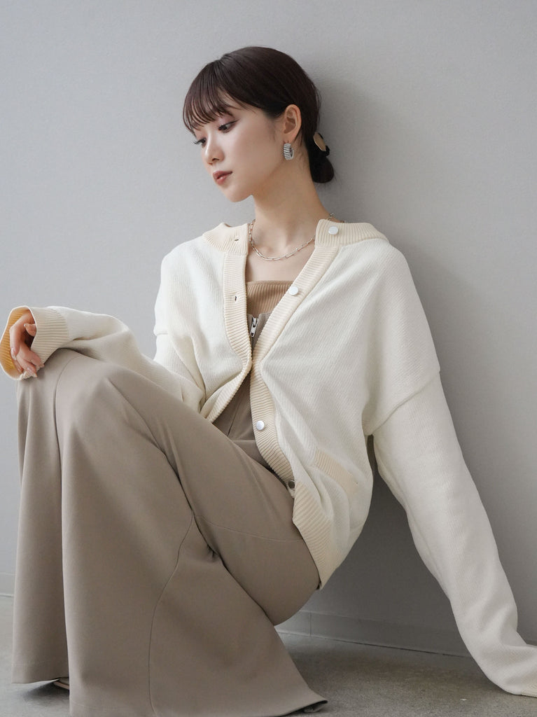   collection アイボリーニットカーディガン 予約]異素材配色モールニットカーディガン/アイボリー – Lumier