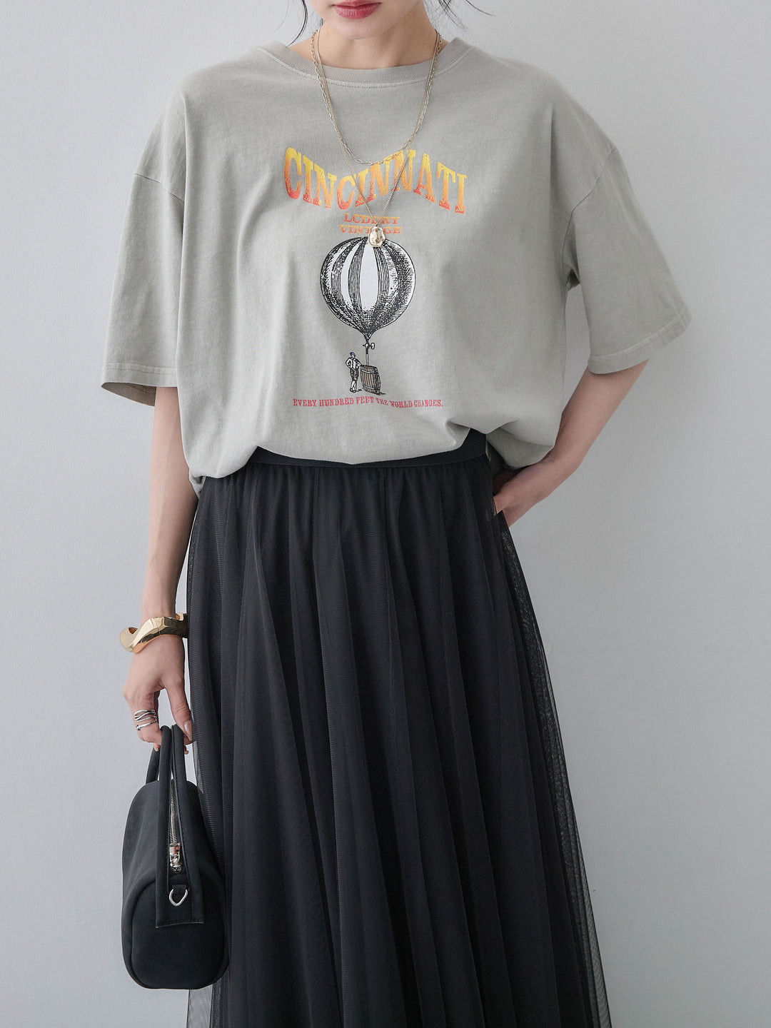 [SET]ヴィンテージライクプリントオーバーTEE+選べるアクセセット(2set)