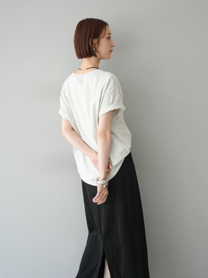 [SET]ネオンロゴコラージュフォトプリントオーバーTシャツ+ウェーブパイピングタイトスカート(2set)