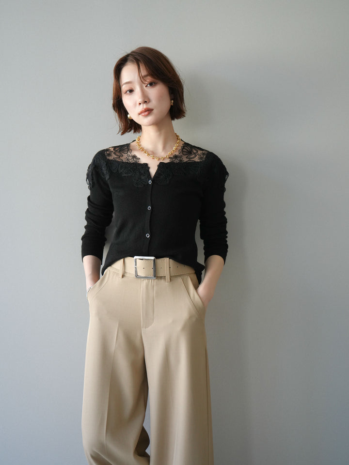 [SET]ショルダーレースニットカーディガン+ショルダーレースニットカーディガン(2set)