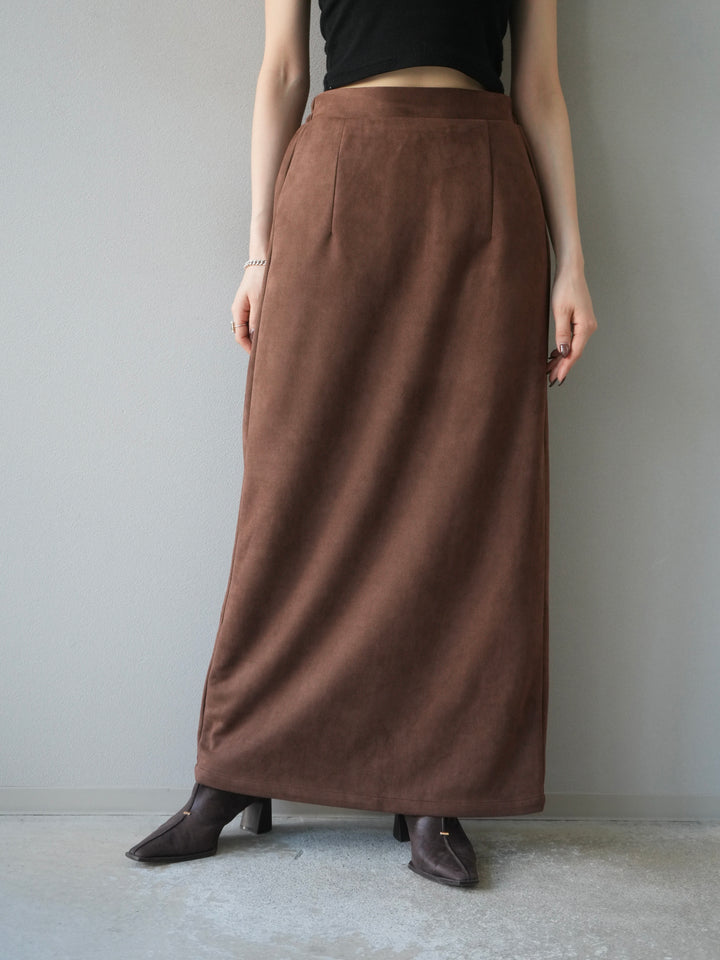 [予約]スエードタイトスカート/ブラウン