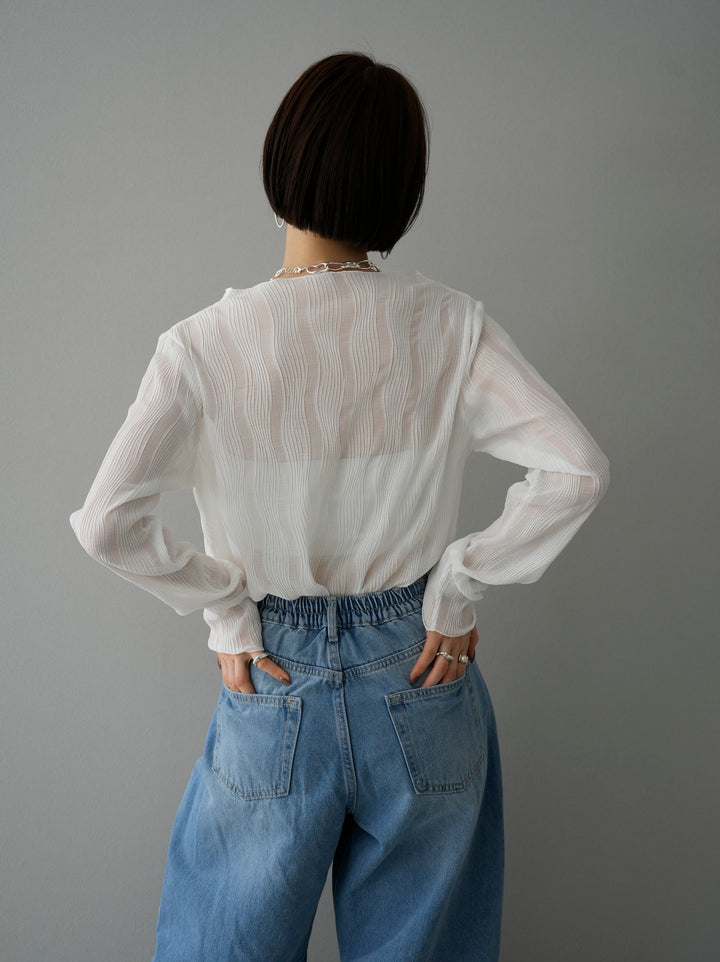 [Pre-order] Willow Wave Sheer Top/White