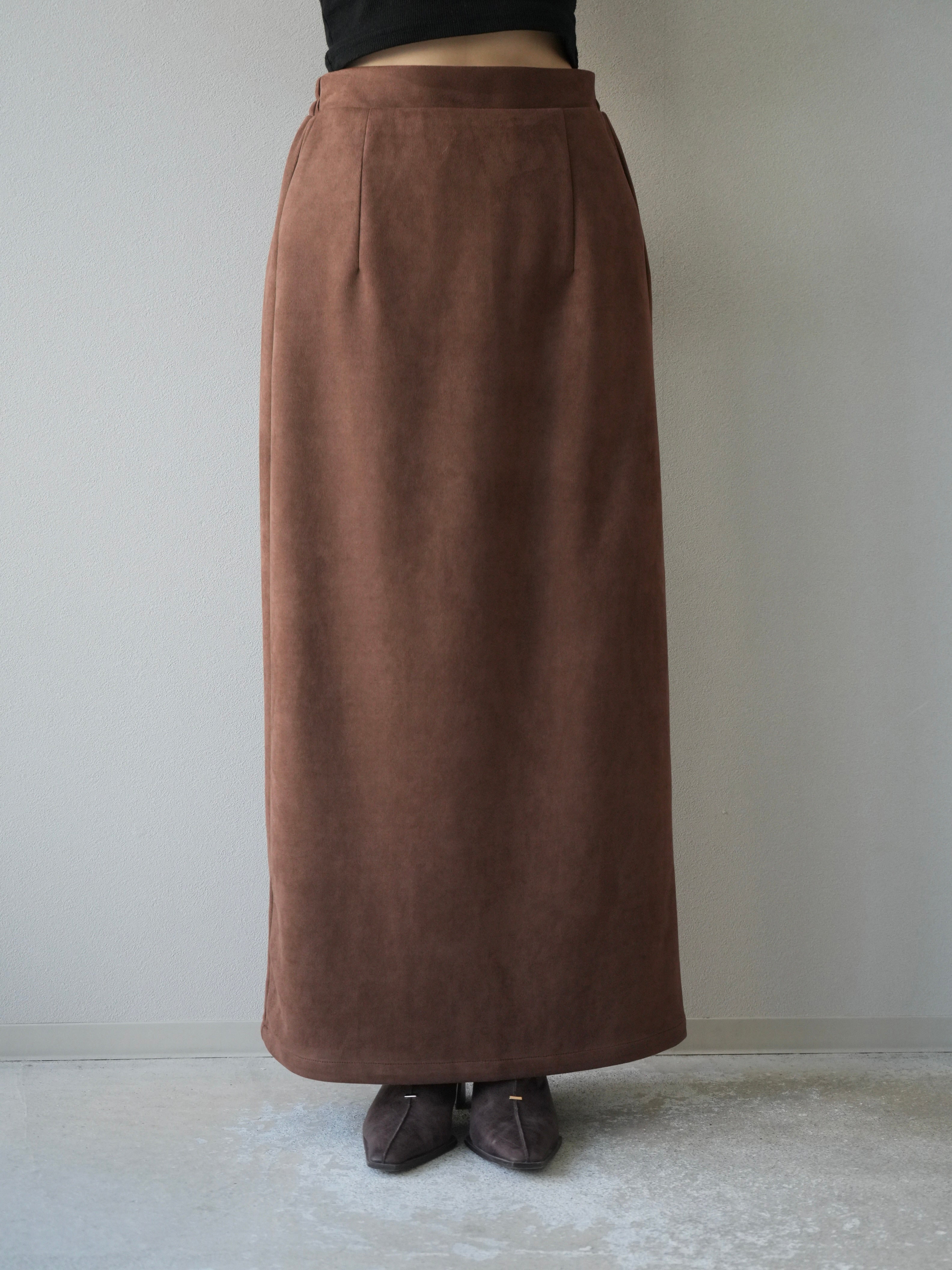 予約]スエードタイトスカート/ブラウン – Lumier