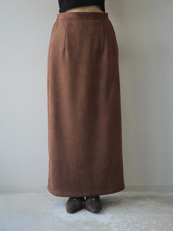 [予約]スエードタイトスカート/ブラウン