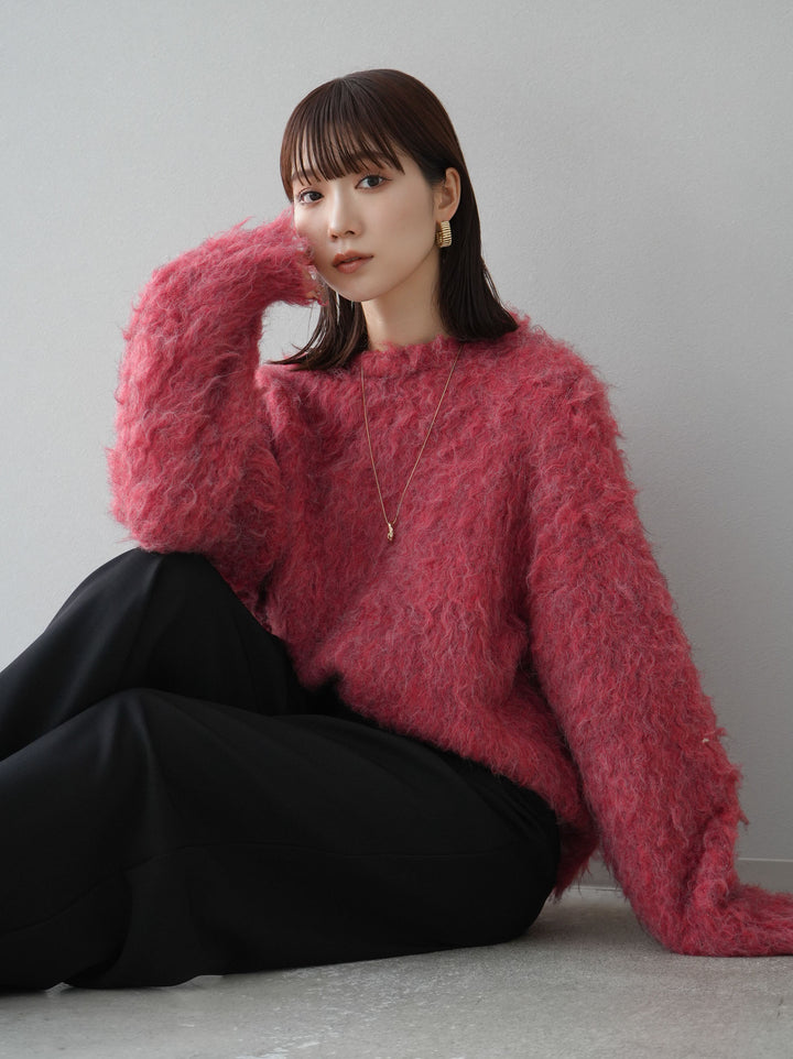 [予約]ブークレシャギーニットプルオーバー/レッド