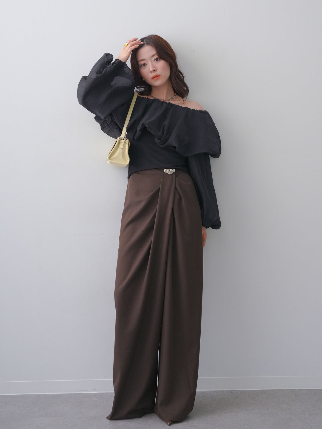 [予約]シルバーモチーフドレープパンツ/brown