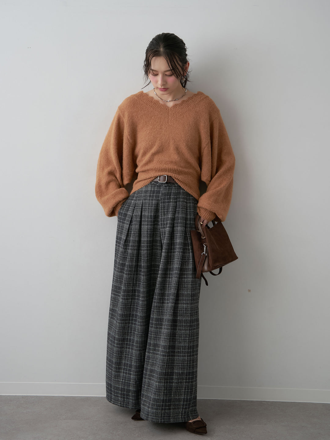 [SET]チェックダブルタックワイドパンツ+チェックダブルタックワイドパンツ(2set)