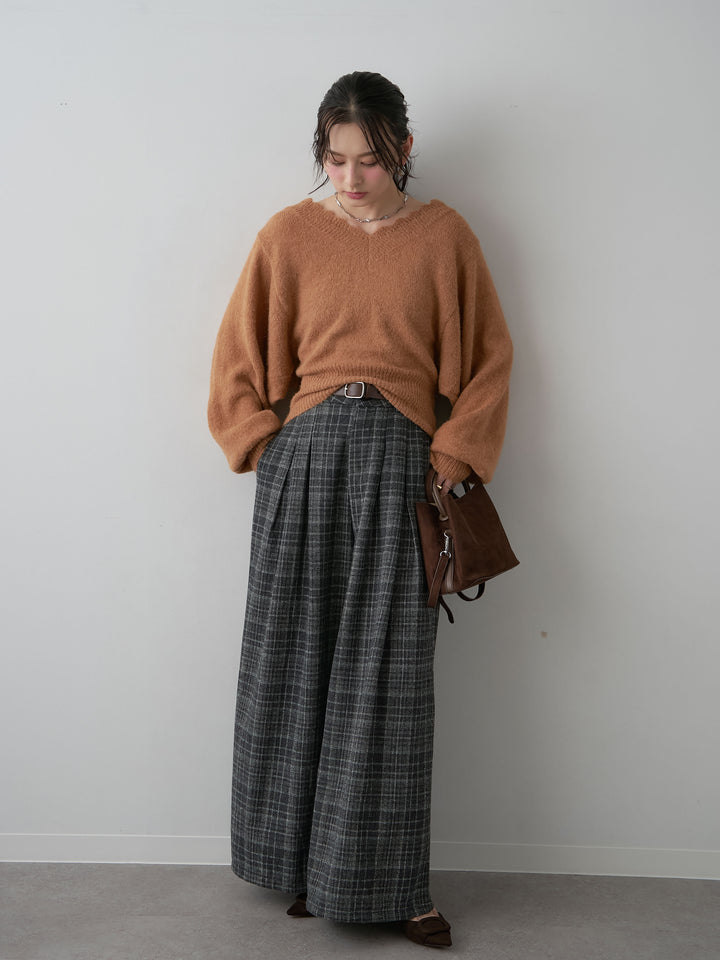 [SET]チェックダブルタックワイドパンツ+チェックダブルタックワイドパンツ(2set)