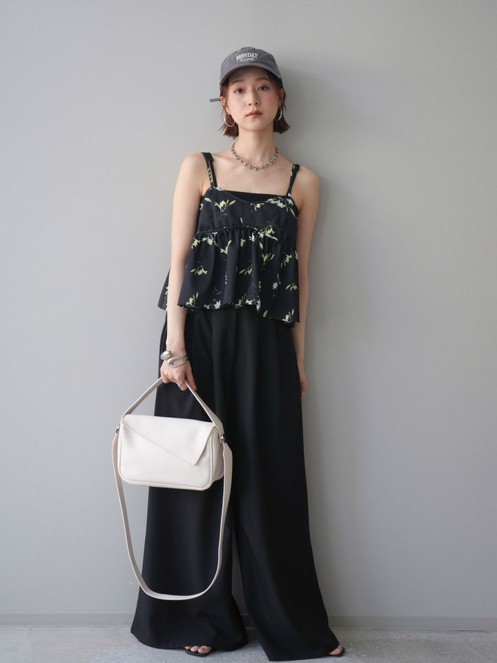 [予約]バックルポイントワイドパンツ/black