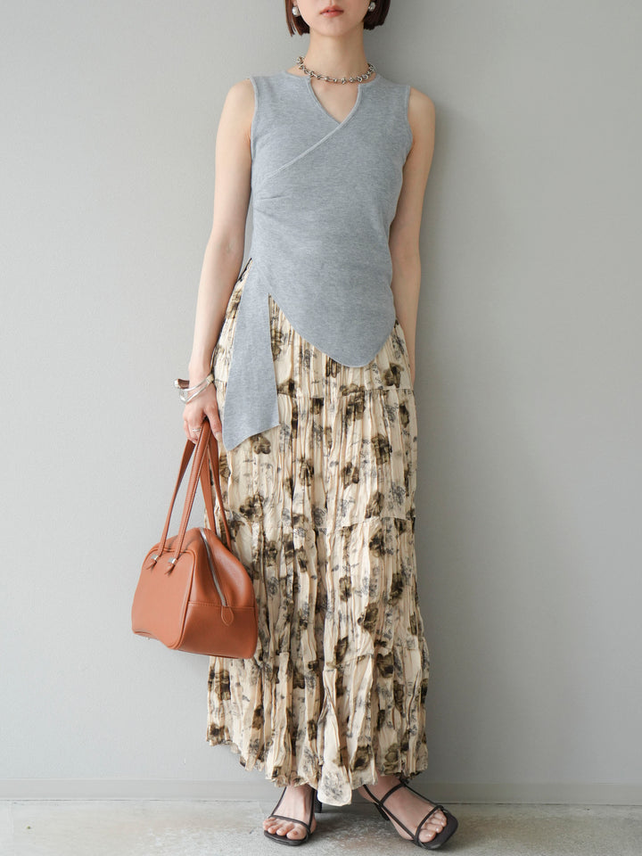 [SET]フラワーワッシャーロングスカート+フラワーワッシャーロングスカート(2set)