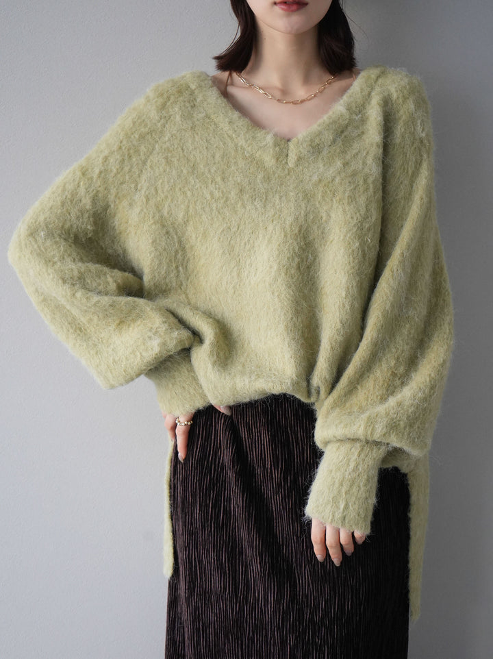 [予約]Vネックオーバーモヘアニットプルオーバー/ピスタチオ