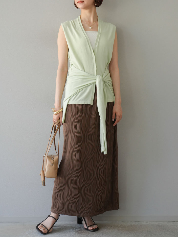 [予約]ウェーブパイピングタイトスカート/ブラウン