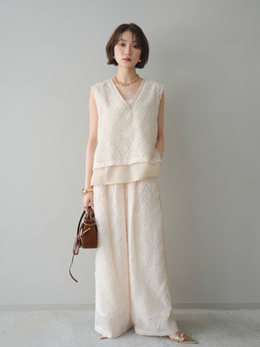 [予約]フリンジイージーストレートパンツ/ivory