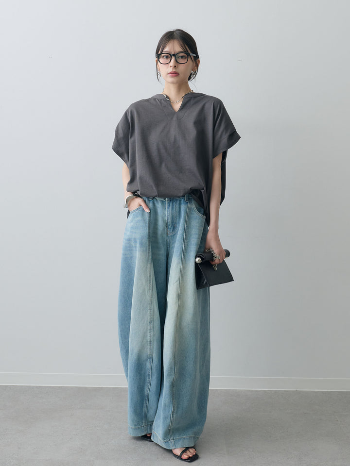 [予約]センターラインボリュームカーブデニム/lightblue