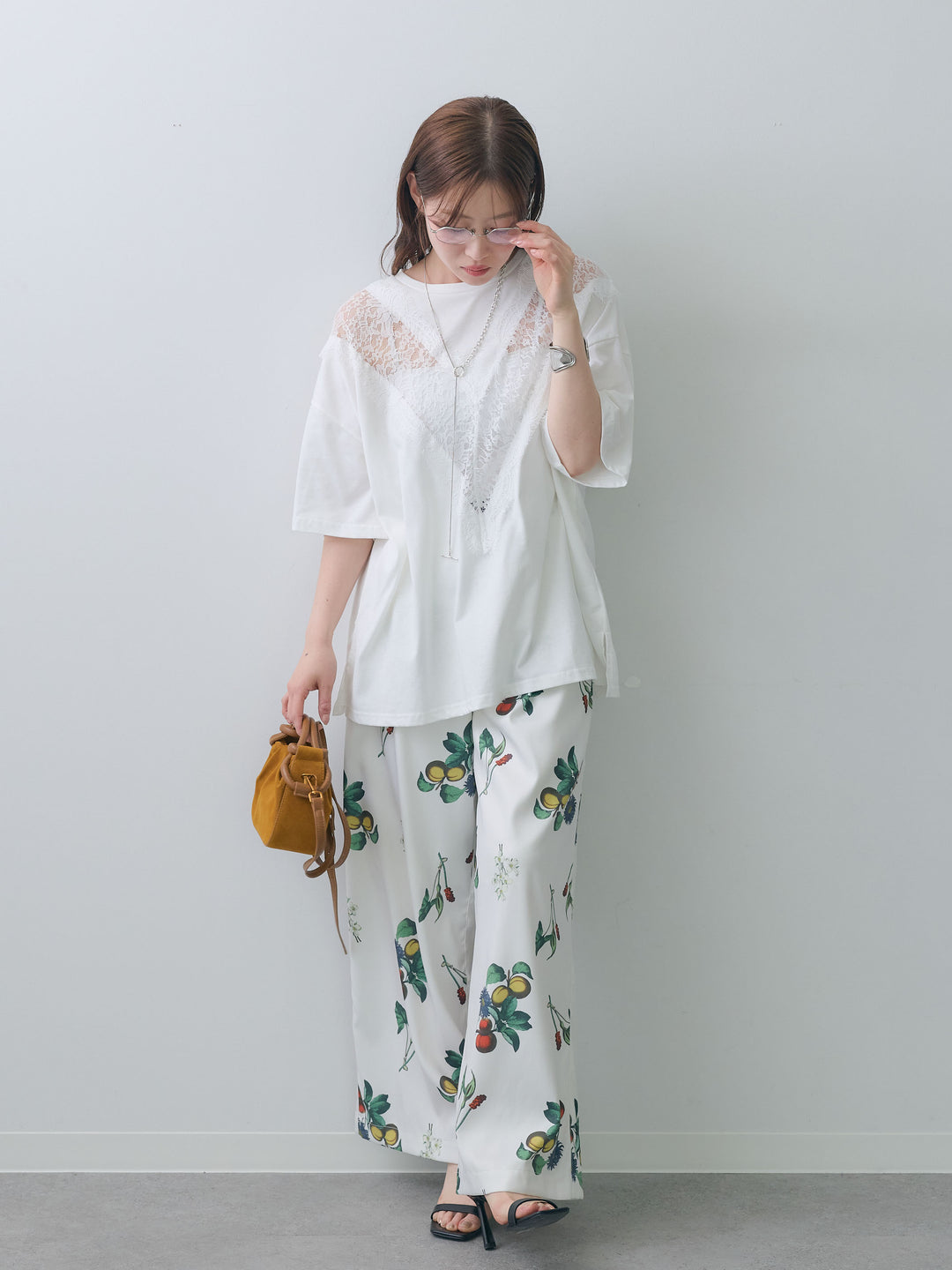 [SET]ボタニカルプリントタックパンツ+ボタニカルプリントタックパンツ(2set)