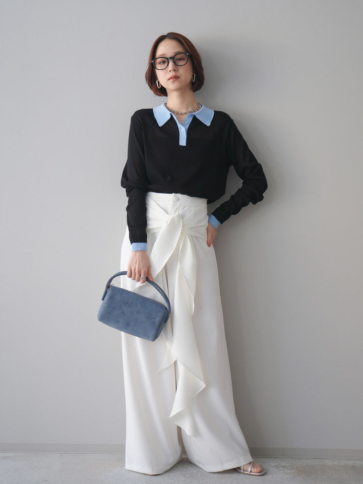 [SET]ラッフルベルトワイドパンツ+ラッフルベルトワイドパンツ(2set)