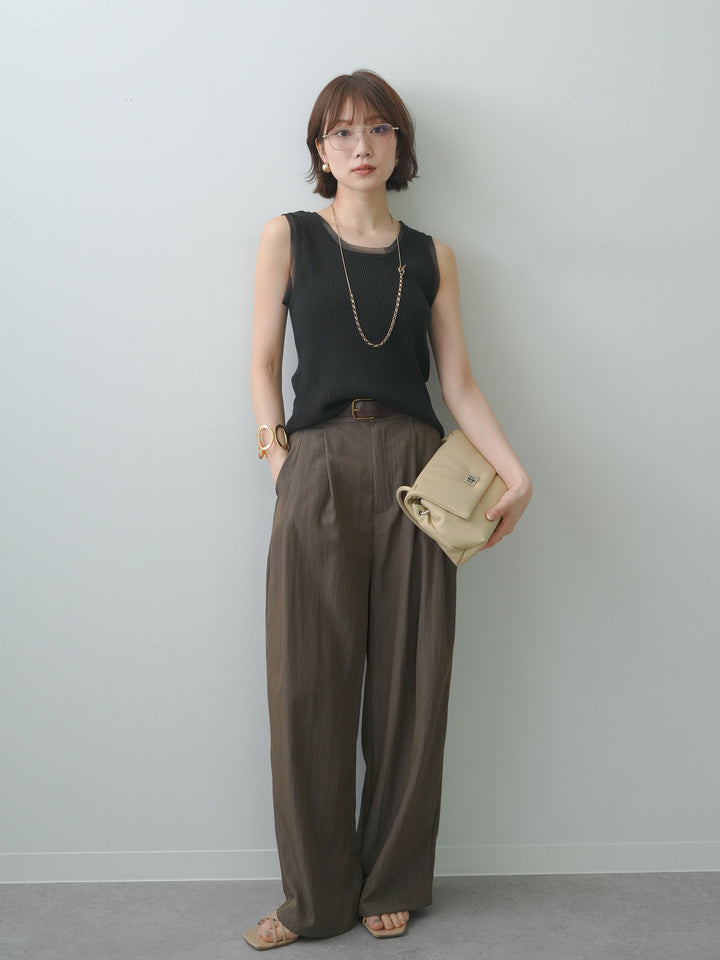 [SET]リネンライク2タックワイドパンツ+リネンライク2タックワイドパンツ(2set)