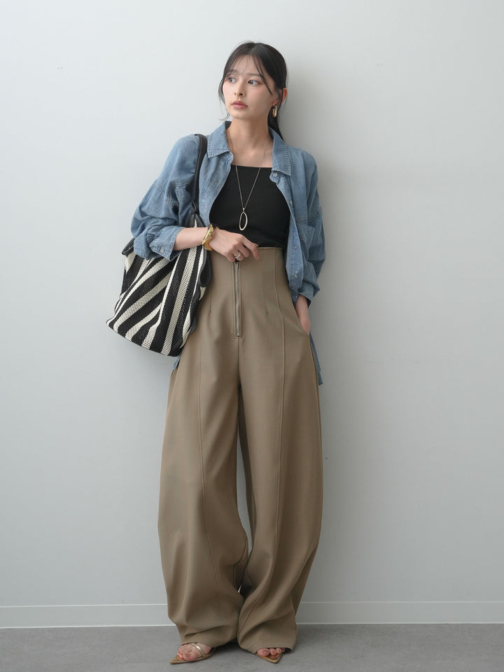 [SET]ハイウエストカーブレッグパンツ+ハイウエストカーブレッグパンツ(2set)