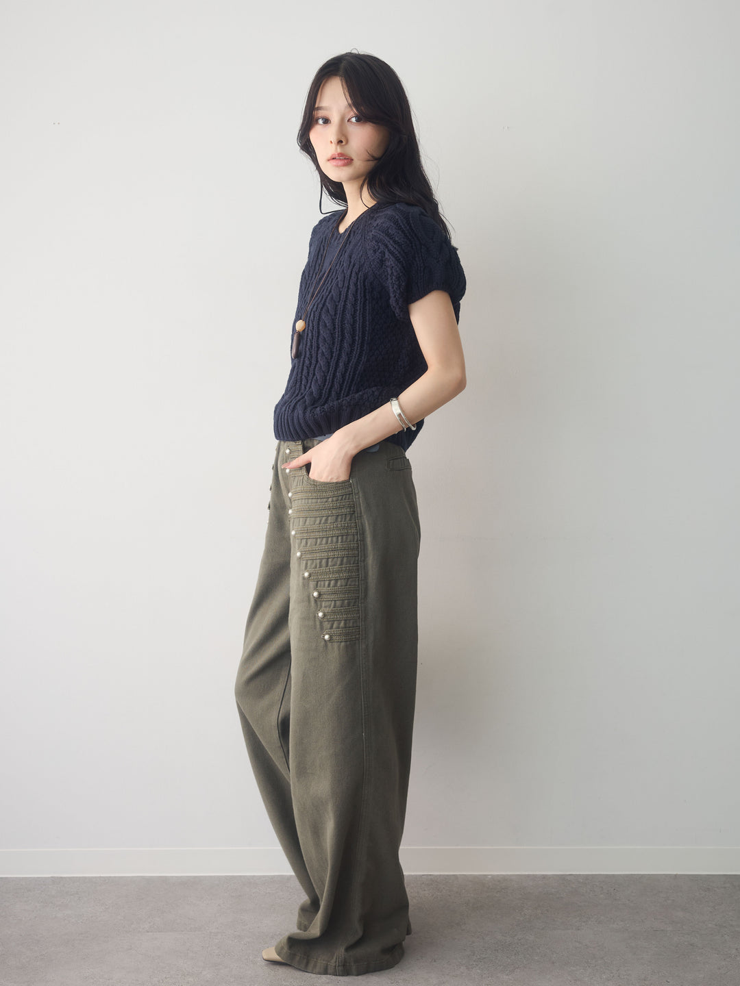[予約]ナポレオンワイドストレートパンツ/khaki