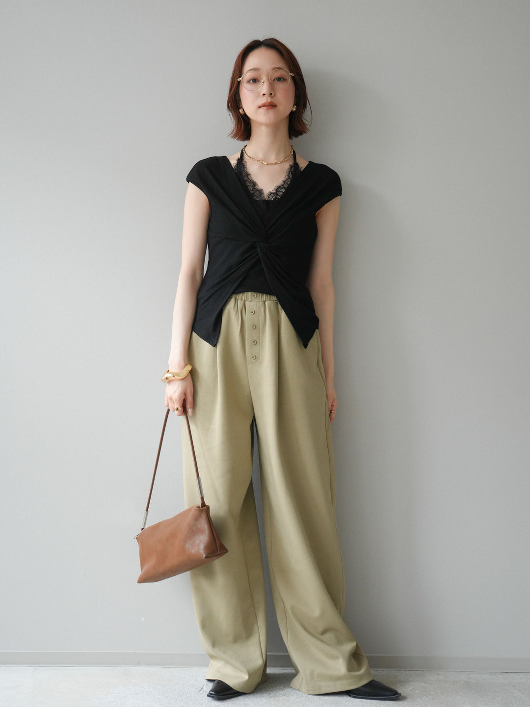 [予約]リラックスドレープスウェットパンツ/khaki