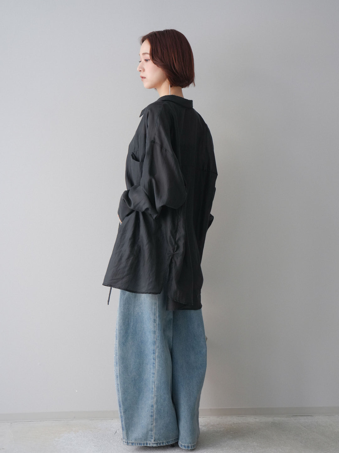 [予約]フロントビジューカーブデニムパンツ/lightblue